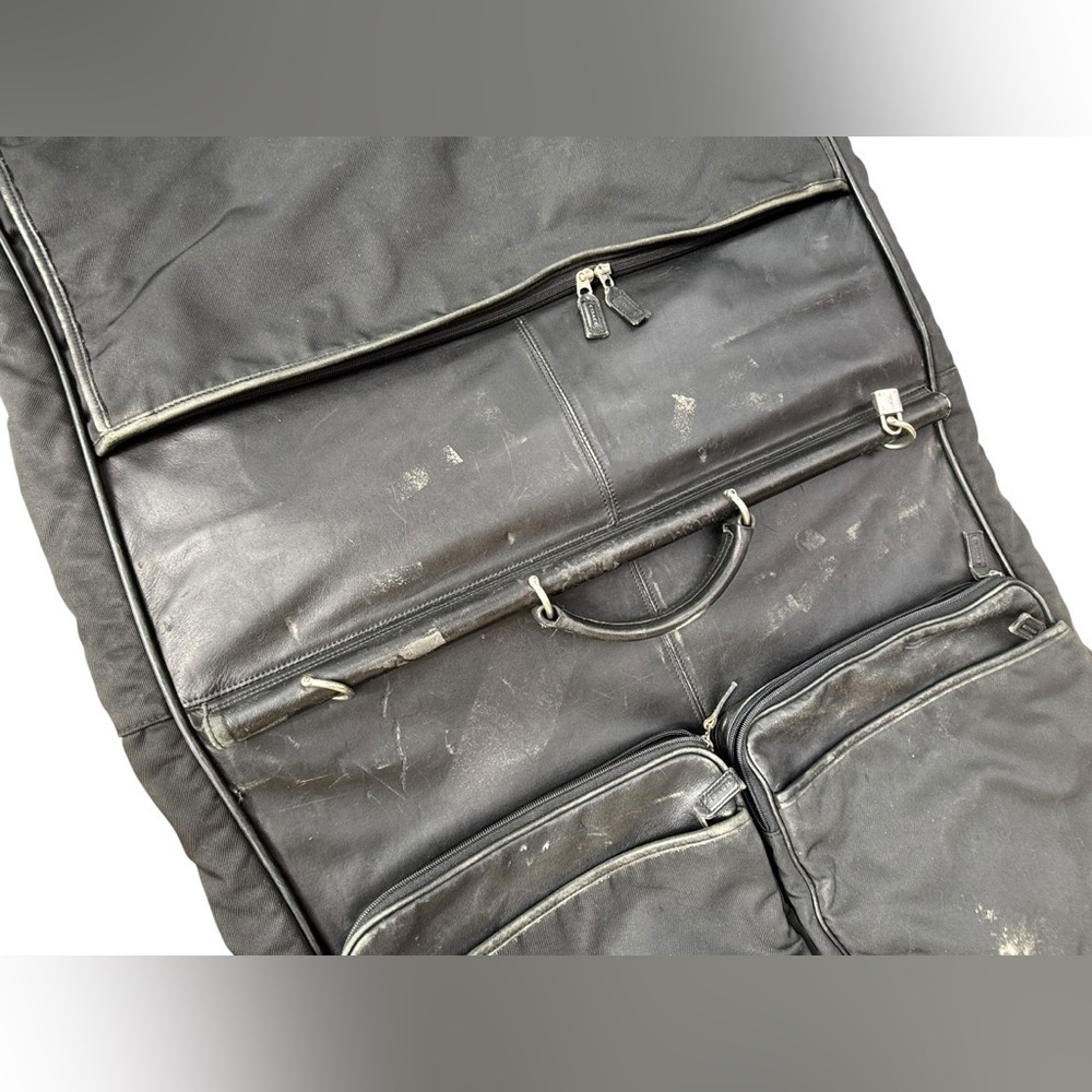 Vintage 1992 Coach Black Leather/ Canvas Garment Bag 5492 USA Made Travel Bag - Picture 8 of 16